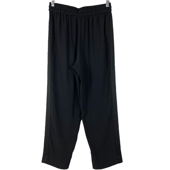 St John Sz Small Pants Black Elastic Tie Waist Tapered Slight Crop Womens Slacks - Picture 2 of 5